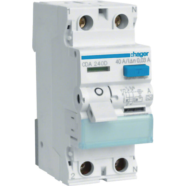 Hager FI-Schutzschalter 2pol. 40A/30mA,6kA CDA240D